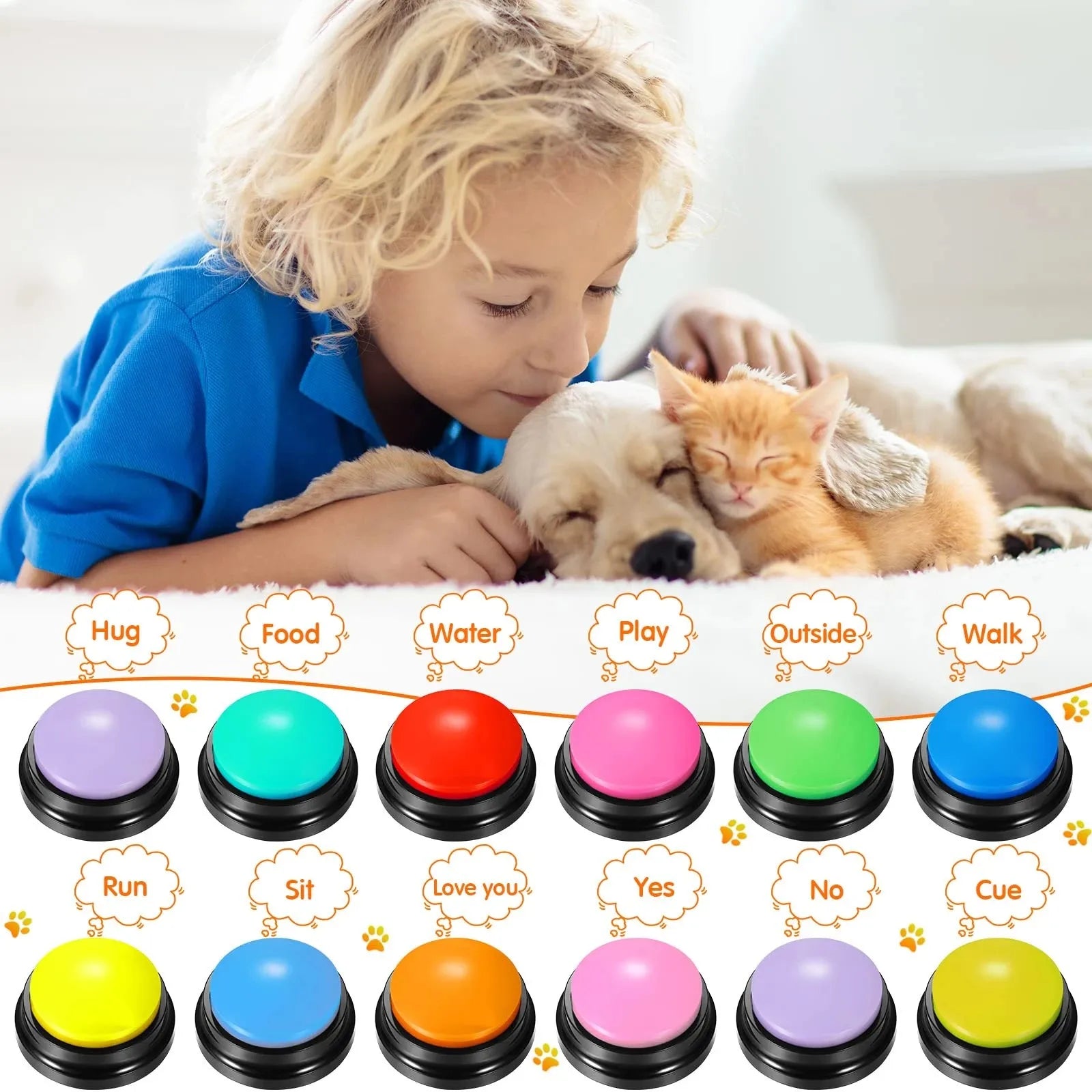 Dog Communication Buttons Voice Recording Button for Pet Training Buzzer 30 Second Record Playback Funny Gift for Talking Leedoar