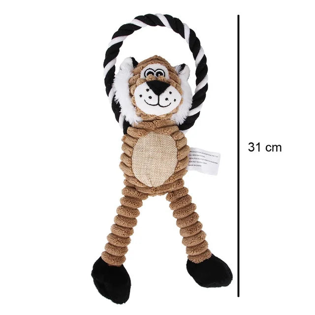 Dog Plush Toys Pet Squeaky Animal Toy Dog Bite-Resistant Clean Teeth Chew Toy Pet Supplies Interactive Toys Lion Elepant Monkey