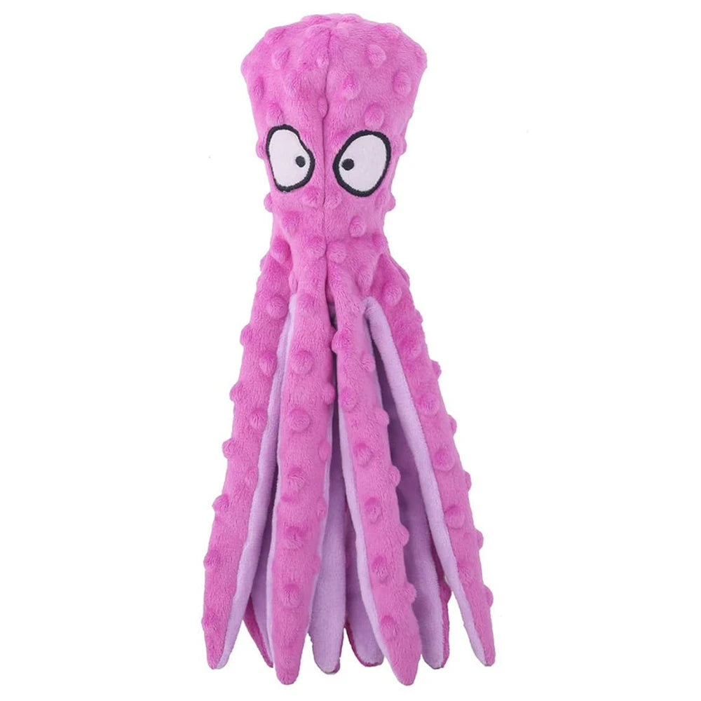 Dog Squeaky Toys Octopus - No Stuffing Crinkle Plush Dog Toys for Puppy Teething, Durable Interactive Dog Chew Toys for Small, M Leedoar