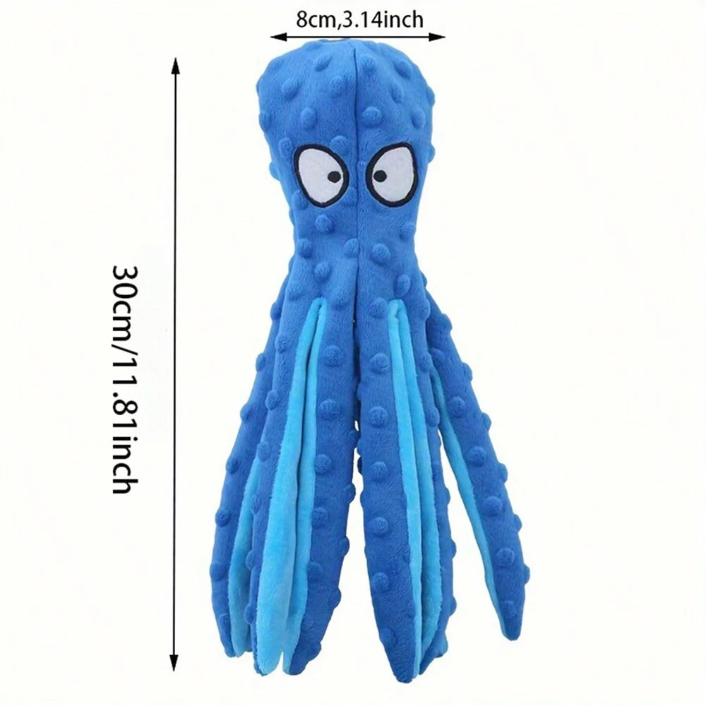 Dog Squeaky Toys Octopus - No Stuffing Crinkle Plush Dog Toys for Puppy Teething, Durable Interactive Dog Chew Toys for Small, M Leedoar