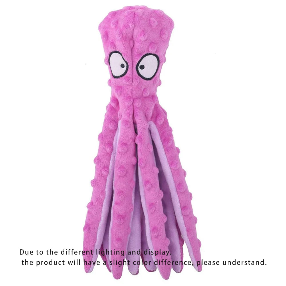 Dog Squeaky Toys Octopus - No Stuffing Crinkle Plush Dog Toys for Puppy Teething, Durable Interactive Dog Chew Toys for Small, M Leedoar