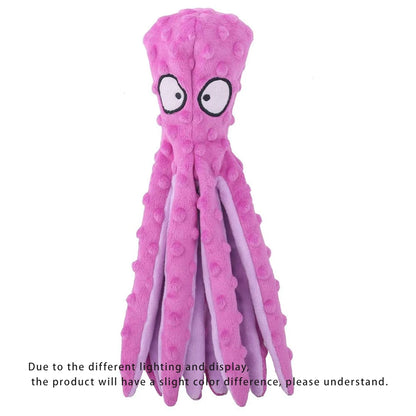 Dog Squeaky Toys Octopus - No Stuffing Crinkle Plush Dog Toys for Puppy Teething, Durable Interactive Dog Chew Toys for Small, M Leedoar