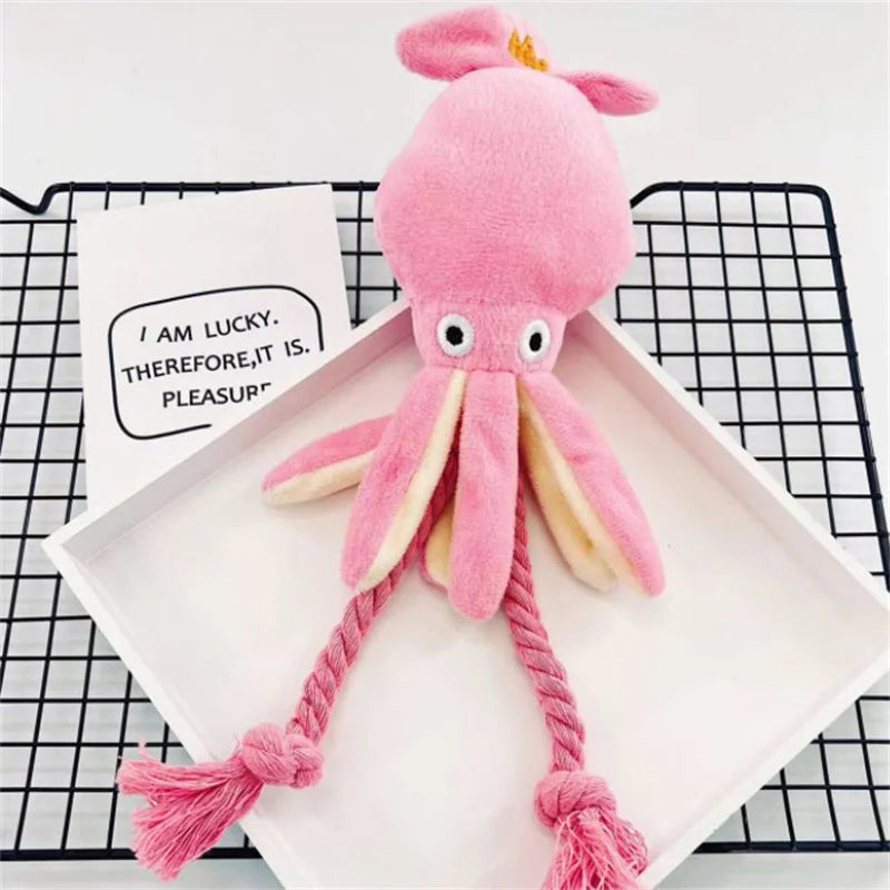 Dog Toys Octopus Plush Dolls Grinding Teeth Cleaning Teeth Golden Fur Teddy Poodle Pet Supplies For Relieving Boredom Leedoar