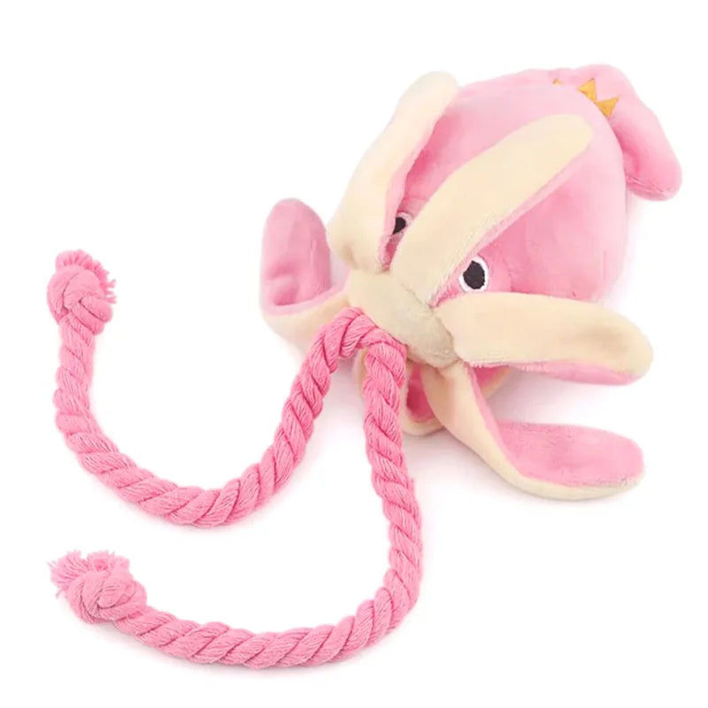 Dog Toys Octopus Plush Dolls Grinding Teeth Cleaning Teeth Golden Fur Teddy Poodle Pet Supplies For Relieving Boredom Leedoar