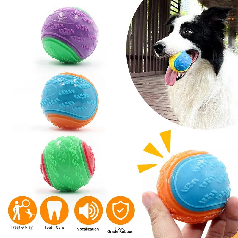 Dogs  Interactive Toys Soft TPR Toys for Dog Pet Teeth Cleaning Bite Resistance Squeaky Dog Ball Toy Leedoar