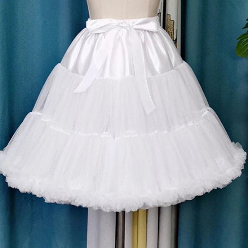 DongCMY Women Flower Style Lolita Petticoats Crinoline Inner Bustle Cosplay Tutu Puffy Cancan Skirt Under Wedding Dresses