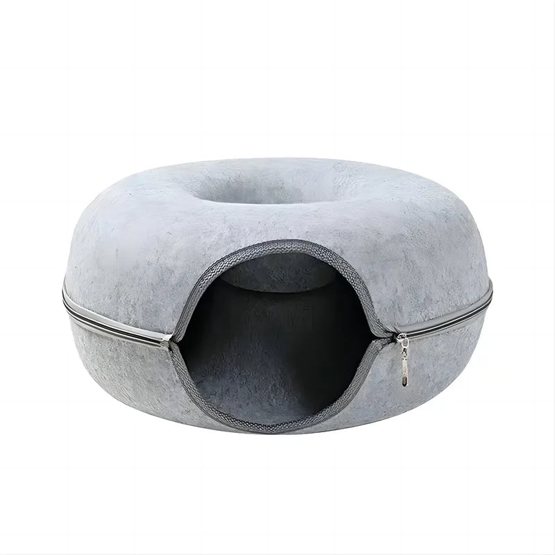 Donut Cat Bed Pet Cat Tunnel Interactive Game Toy Cat Bed Dual-use Indoor Toy Kitten Sports Equipment Cat Training Toy Cat House Leedoar