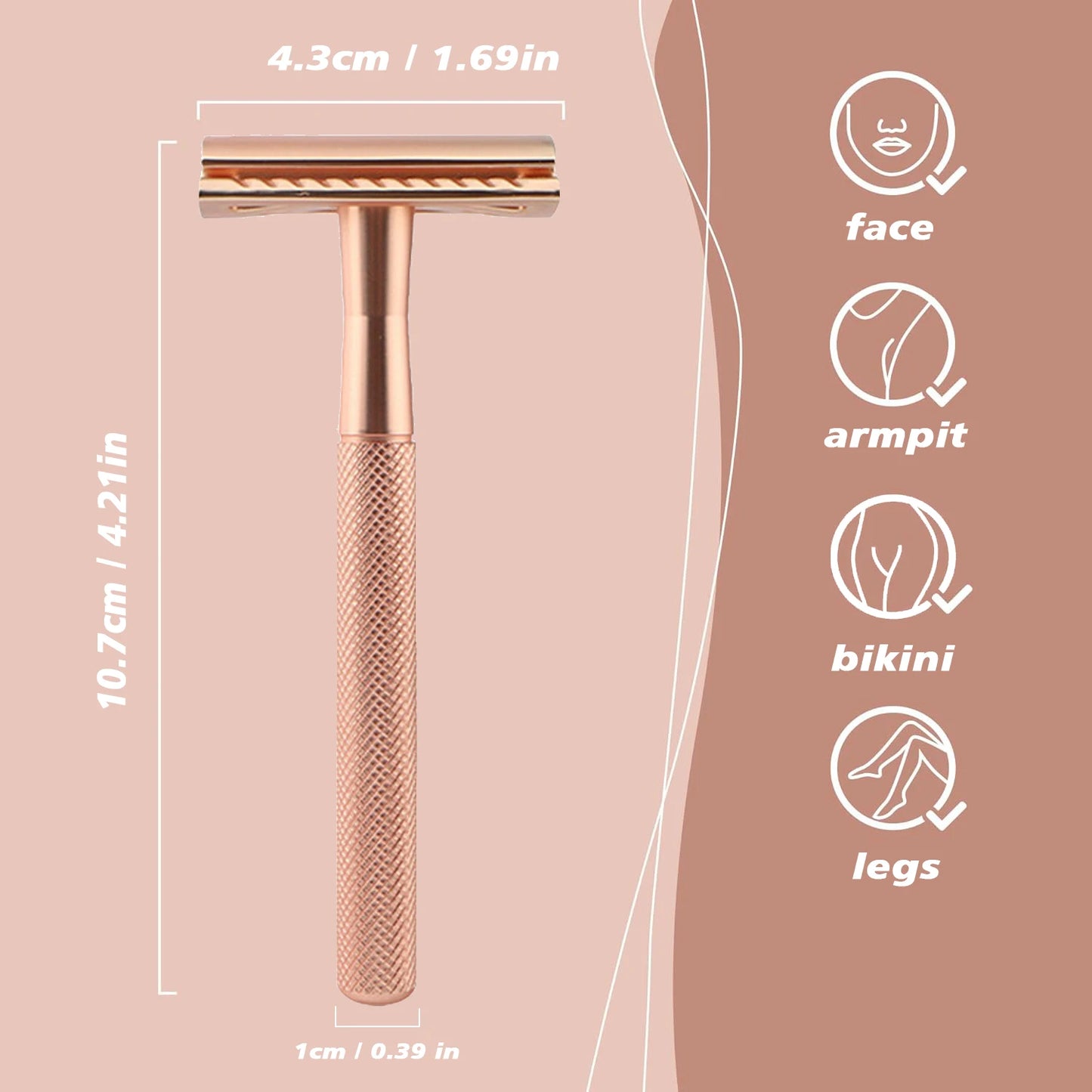 Double Edge Safety Razor for Women, Single Blade Razors, with 10pcs Razor Blades, Men's Metal Razor, Reusable, Free of Plastic