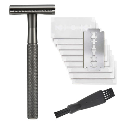 Double Edge Safety Razor for Women, Single Blade Razors, with 10pcs Razor Blades, Men's Metal Razor, Reusable, Free of Plastic