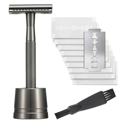 Double Edge Safety Razor for Women, Single Blade Razors, with 10pcs Razor Blades, Men's Metal Razor, Reusable, Free of Plastic