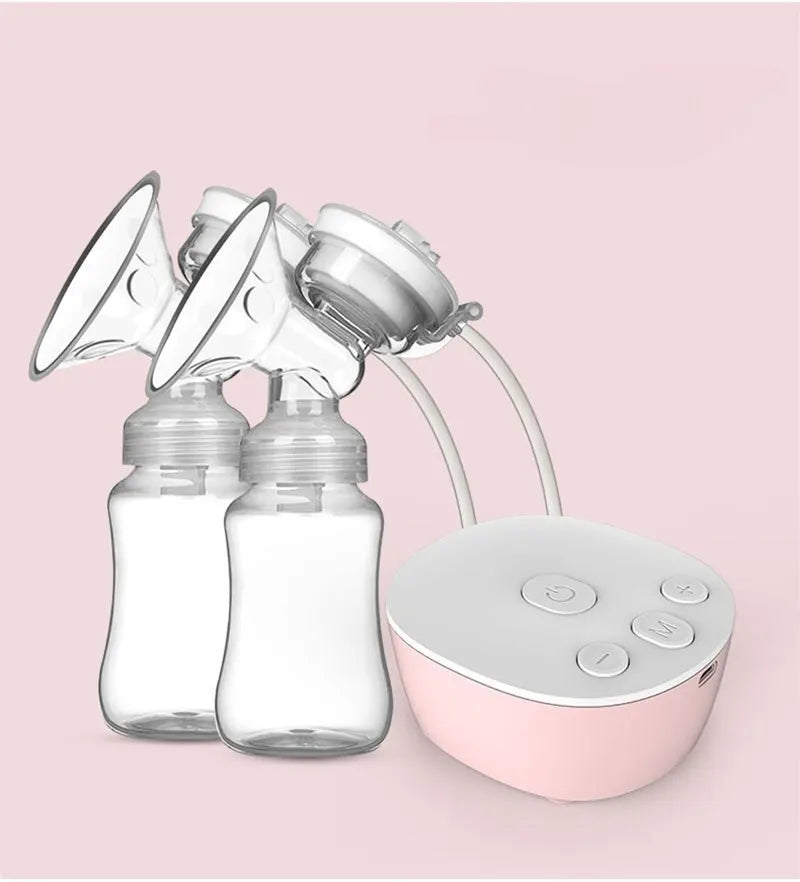 Double Electric Breast Pump USB Electric Breast Pump With Baby Milk Bottle Cold Heat Pad BPA Free Powerful Breast Pumps Leedoar