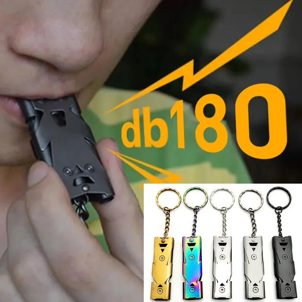 Double Pipe Whistle Pendant Keychain High Decibel Portable Outdoor Survival Emergency Camping Tool Multifunction Whistle 1PC Leedoar