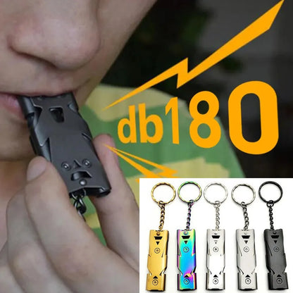 Double Pipe Whistle Pendant Keychain High Decibel Portable Outdoor Survival Emergency Camping Tool Multifunction Whistle 1PC Leedoar