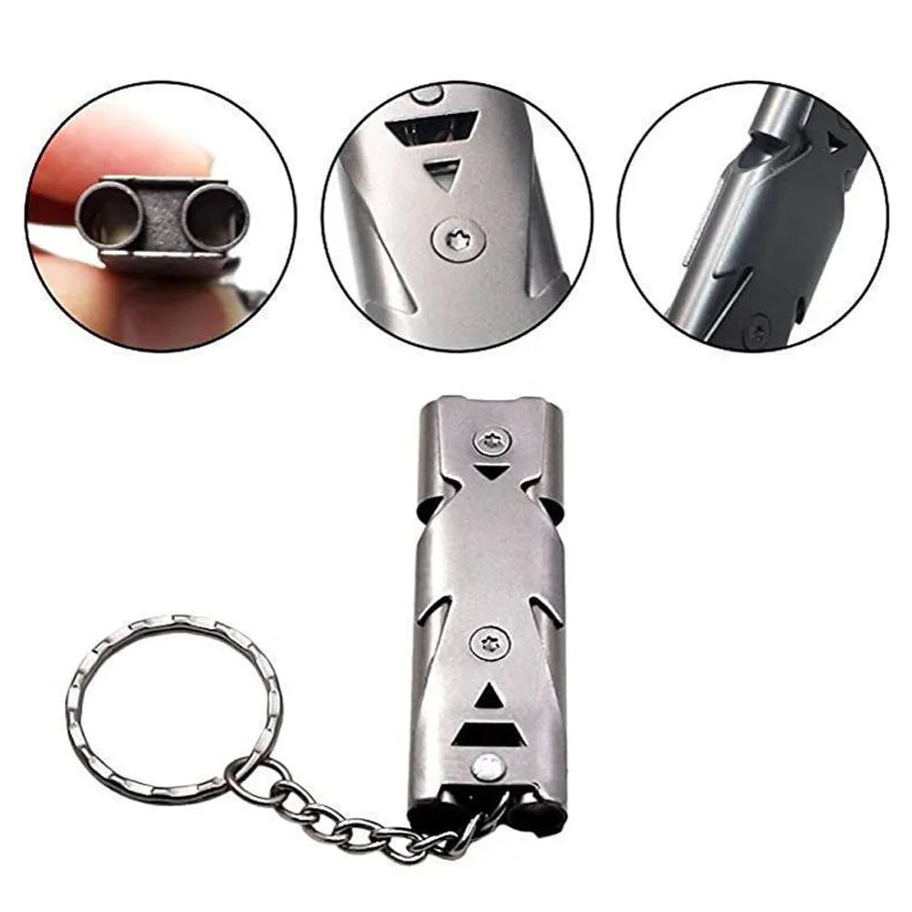 Double Pipe Whistle Pendant Keychain High Decibel Portable Outdoor Survival Emergency Camping Tool Multifunction Whistle 1PC Leedoar