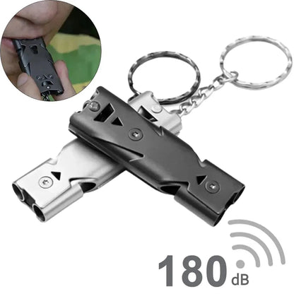 Double Pipe Whistle Pendant Keychain High Decibel Portable Outdoor Survival Emergency Camping Tool Multifunction Whistle 1PC Leedoar