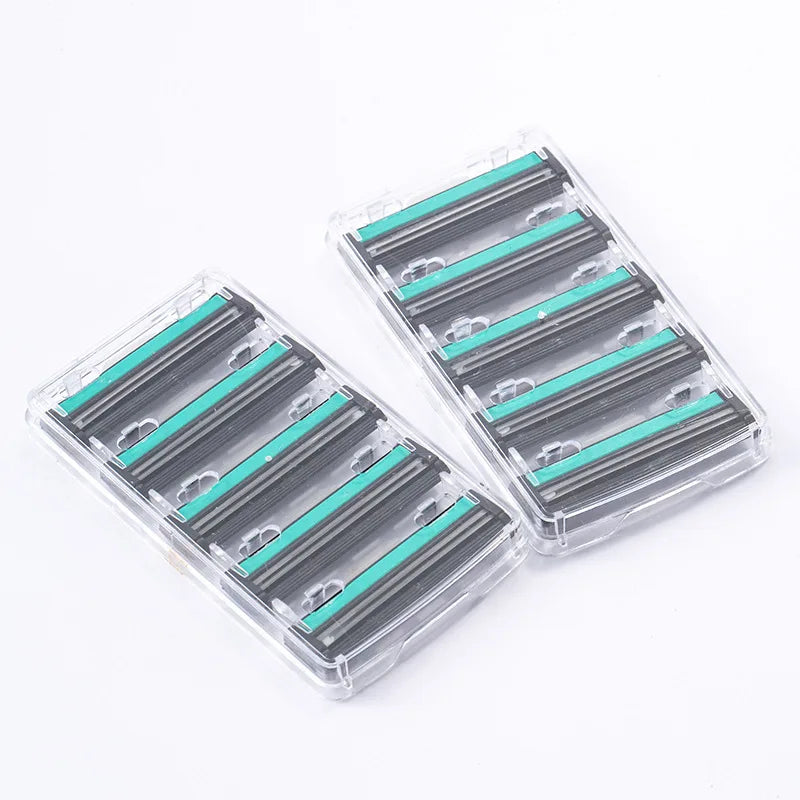 Double Razor Blades Replaceable Heads Old Manual Fine Razor Men's Shaving Razor 1 Blade Frame 20 Heads