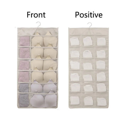 Double Sides Underwear Storage Hanging Bag Dormitory Home Wardrobe Hanging Wall Foldable Bag Underpants Socks Organizer Leedoar