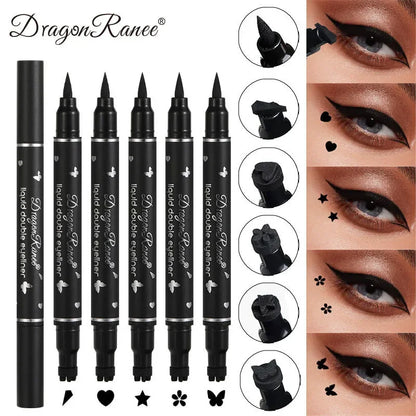 Double-head Waterproof Liquid Eyeliner Quick Drying Star Butterfly Heart Stamp Liner Pen 2 In 1 Long Lasting Eye Makeup Cosmetic Leedoar