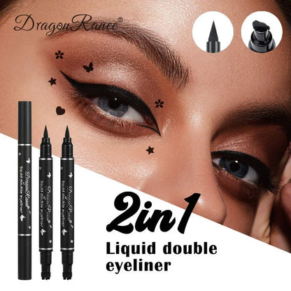 Double-head Waterproof Liquid Eyeliner Quick Drying Star Butterfly Heart Stamp Liner Pen 2 In 1 Long Lasting Eye Makeup Cosmetic Leedoar