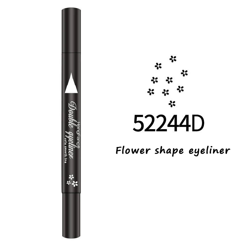 Double-head Waterproof Liquid Eyeliner Quick Drying Star Butterfly Heart Stamp Liner Pen 2 In 1 Long Lasting Eye Makeup Cosmetic Leedoar