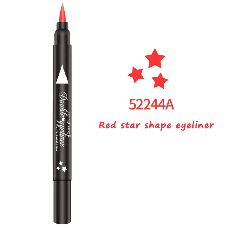 Double-head Waterproof Liquid Eyeliner Quick Drying Star Butterfly Heart Stamp Liner Pen 2 In 1 Long Lasting Eye Makeup Cosmetic Leedoar