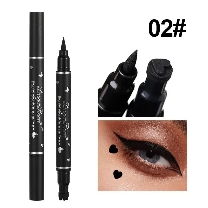 Double-head Waterproof Liquid Eyeliner Quick Drying Star Butterfly Heart Stamp Liner Pen 2 In 1 Long Lasting Eye Makeup Cosmetic Leedoar