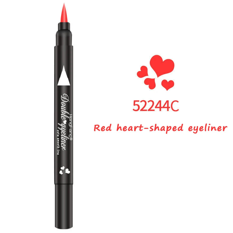 Double-head Waterproof Liquid Eyeliner Quick Drying Star Butterfly Heart Stamp Liner Pen 2 In 1 Long Lasting Eye Makeup Cosmetic Leedoar