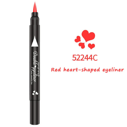 Double-head Waterproof Liquid Eyeliner Quick Drying Star Butterfly Heart Stamp Liner Pen 2 In 1 Long Lasting Eye Makeup Cosmetic Leedoar