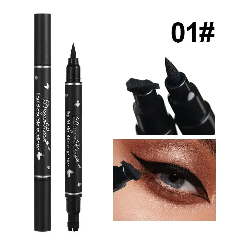 Double-head Waterproof Liquid Eyeliner Quick Drying Star Butterfly Heart Stamp Liner Pen 2 In 1 Long Lasting Eye Makeup Cosmetic Leedoar