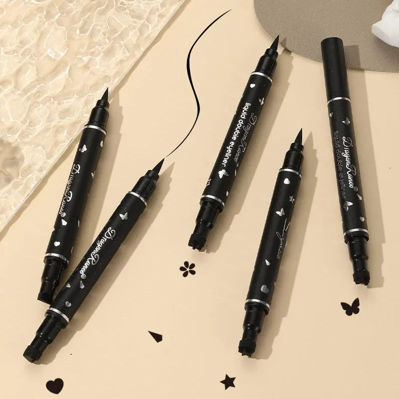 Double-head Waterproof Liquid Eyeliner Quick Drying Star Butterfly Heart Stamp Liner Pen 2 In 1 Long Lasting Eye Makeup Cosmetic Leedoar