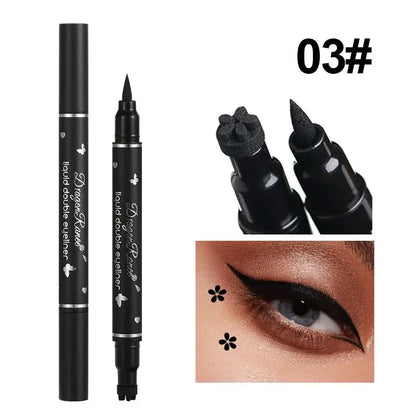 Double-head Waterproof Liquid Eyeliner Quick Drying Star Butterfly Heart Stamp Liner Pen 2 In 1 Long Lasting Eye Makeup Cosmetic Leedoar