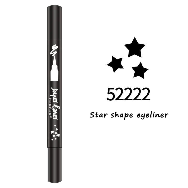 Double-head Waterproof Liquid Eyeliner Quick Drying Star Butterfly Heart Stamp Liner Pen 2 In 1 Long Lasting Eye Makeup Cosmetic Leedoar