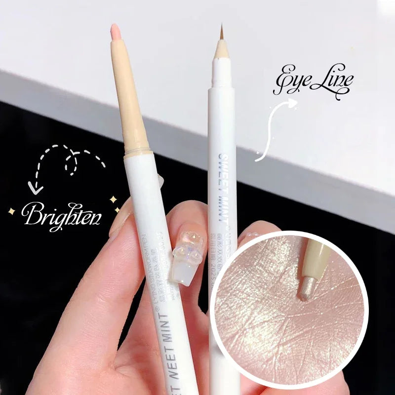 Double-headed Long-lasting Lying Silkworm Pen Pearlescent Matte Glitter Brighten Contouring Shiny Eye Shadow Eyeliner Cosmetics Leedoar