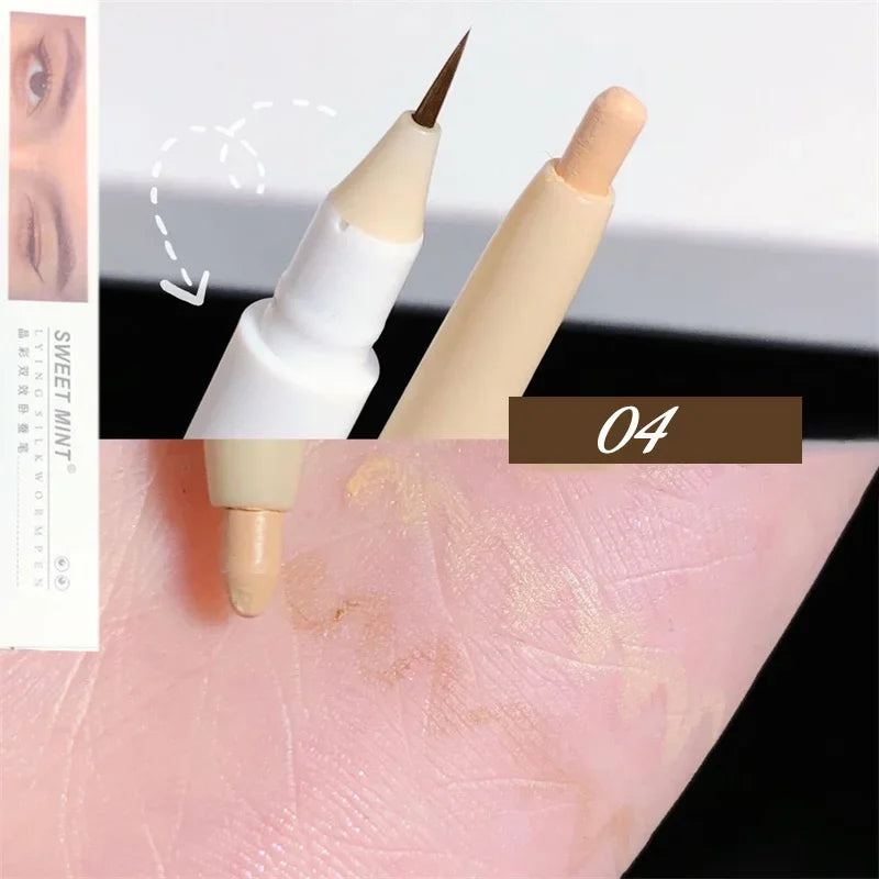 Double-headed Long-lasting Lying Silkworm Pen Pearlescent Matte Glitter Brighten Contouring Shiny Eye Shadow Eyeliner Cosmetics Leedoar