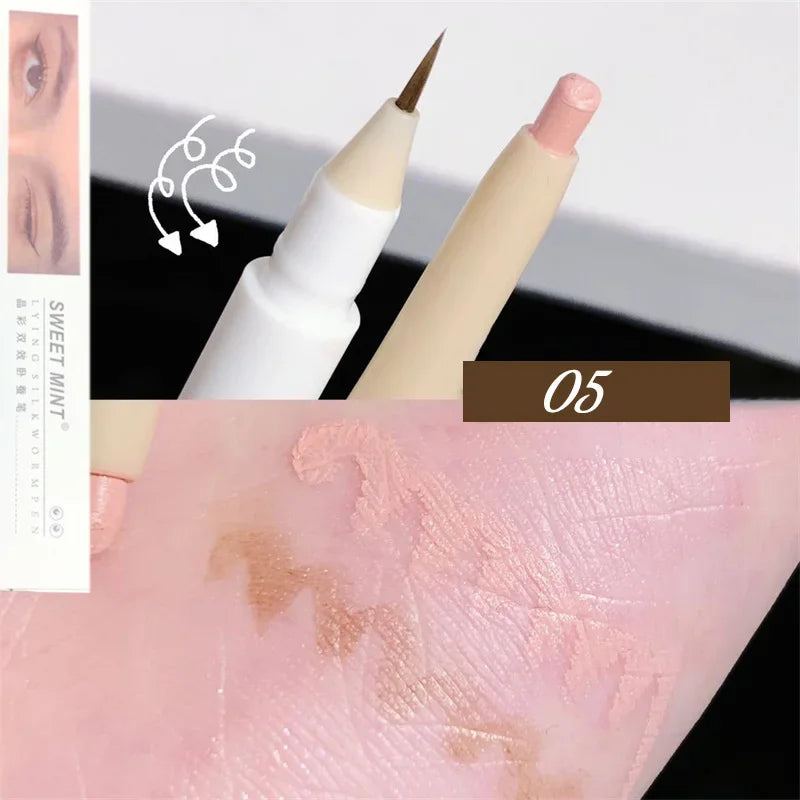 Double-headed Long-lasting Lying Silkworm Pen Pearlescent Matte Glitter Brighten Contouring Shiny Eye Shadow Eyeliner Cosmetics Leedoar