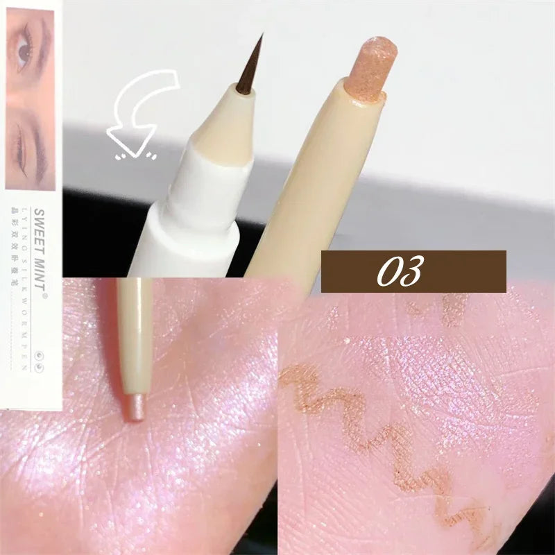 Double-headed Long-lasting Lying Silkworm Pen Pearlescent Matte Glitter Brighten Contouring Shiny Eye Shadow Eyeliner Cosmetics Leedoar