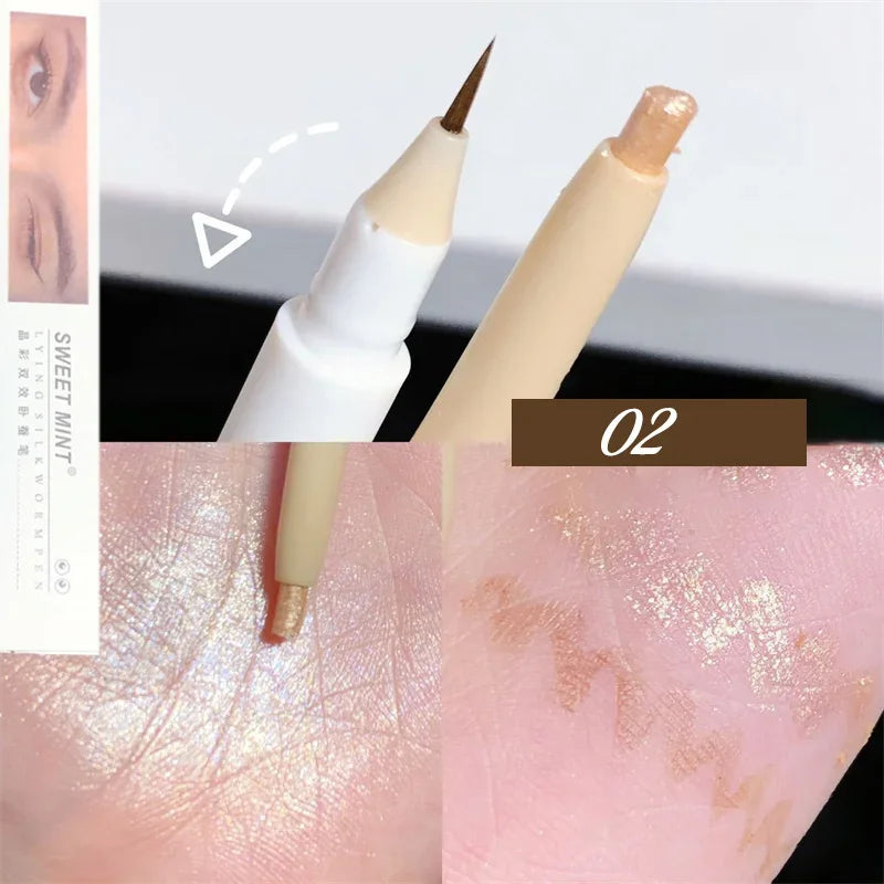 Double-headed Long-lasting Lying Silkworm Pen Pearlescent Matte Glitter Brighten Contouring Shiny Eye Shadow Eyeliner Cosmetics Leedoar