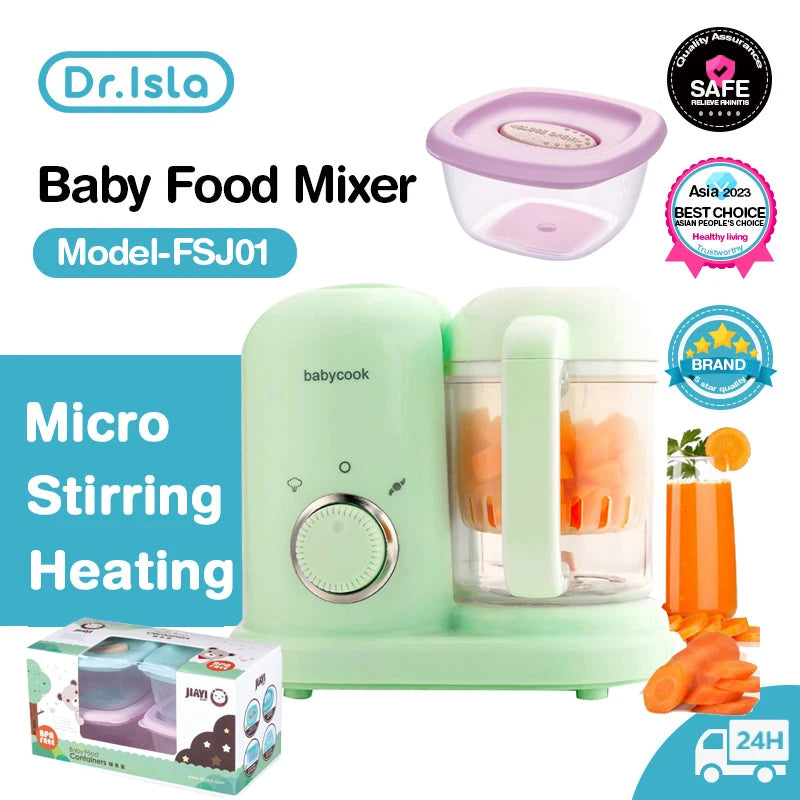 Dr.isla Multifunctional Baby Food Maker Supplementary Food Processor Kids Food Mill Steaming Stirring Warming Cooking Machine Leedoar