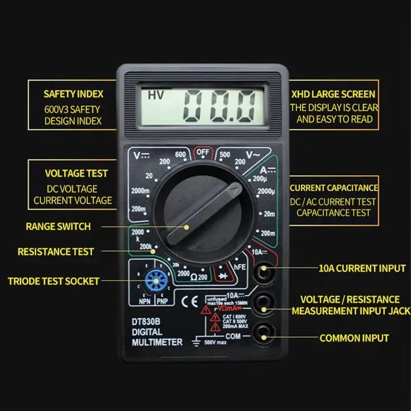 Dt830b Digital Multi Meter Mini Universal Handheld Multi Meter Electrical Instrument Leedoar