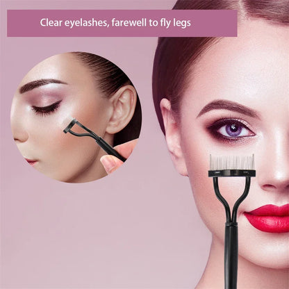 Dual Color Handle Curling Eyelash Clip Artificial Eyelash Assistant Eyebrow Trimmer Steel Needle Portable Leedoar