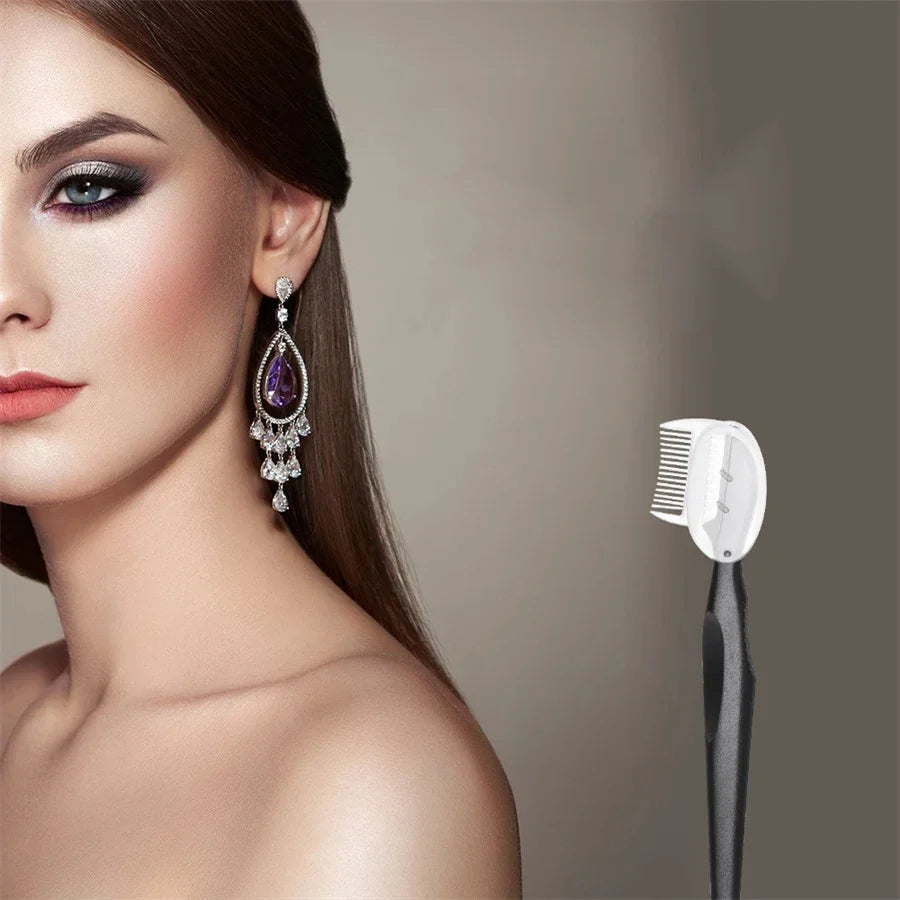 Dual Color Handle Curling Eyelash Clip Artificial Eyelash Assistant Eyebrow Trimmer Steel Needle Portable Leedoar