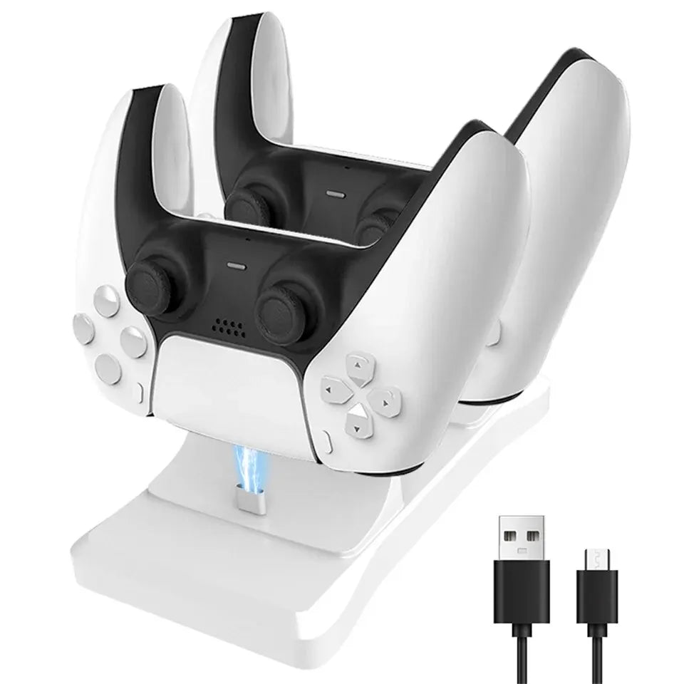 Dual Controller Charging Stand for Playstation 5 Controller Charger Station PS5 with Fast Charging AC Adapter 5V 2A Leedoar