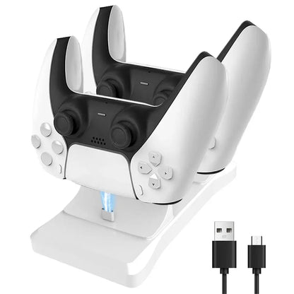 Dual Controller Charging Stand for Playstation 5 Controller Charger Station PS5 with Fast Charging AC Adapter 5V 2A Leedoar