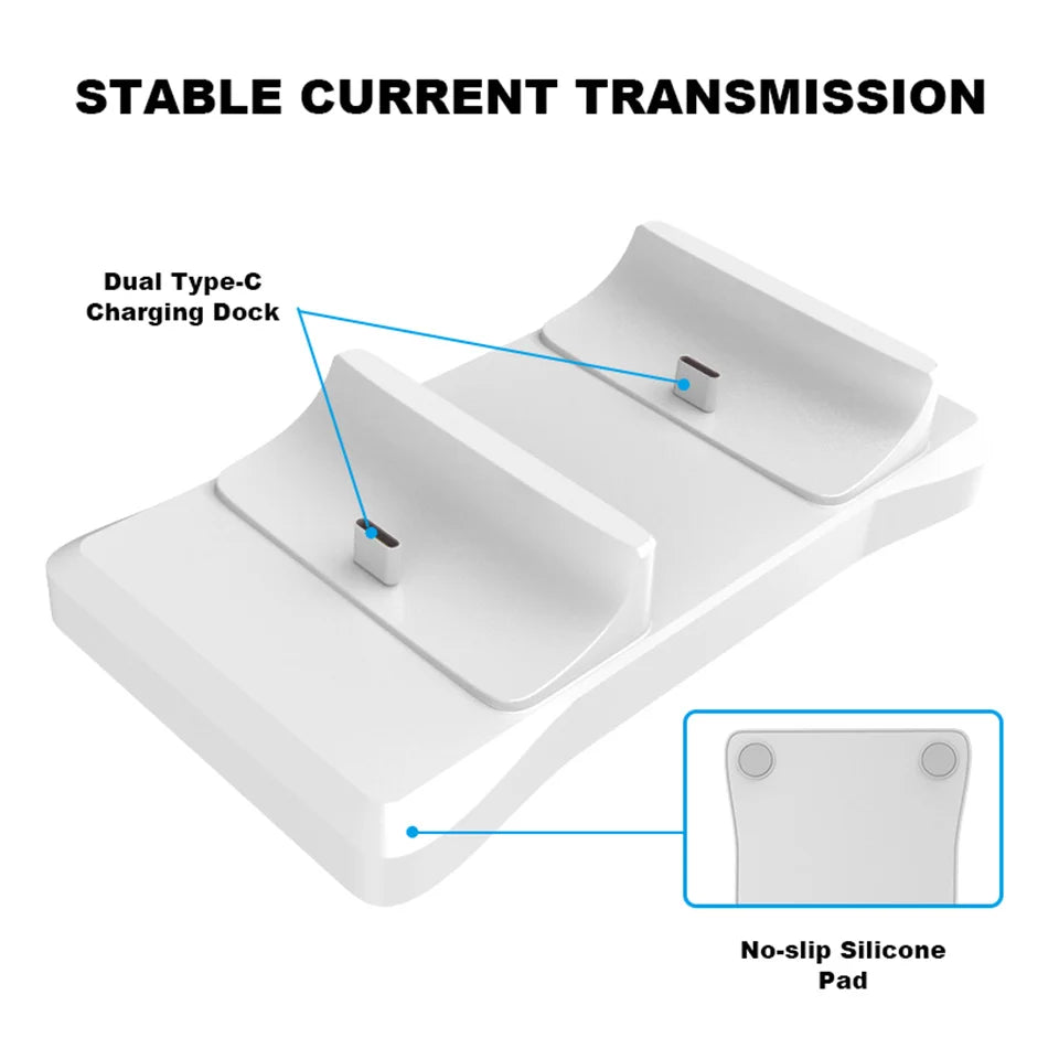 Dual Controller Charging Stand for Playstation 5 Controller Charger Station PS5 with Fast Charging AC Adapter 5V 2A Leedoar