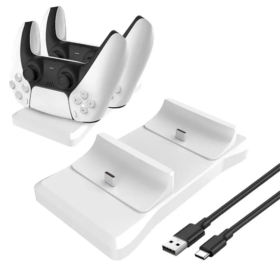 Dual Controller Charging Stand for Playstation 5 Controller Charger Station PS5 with Fast Charging AC Adapter 5V 2A Leedoar