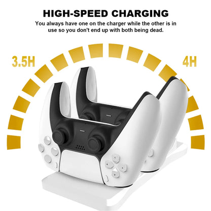 Dual Controller Charging Stand for Playstation 5 Controller Charger Station PS5 with Fast Charging AC Adapter 5V 2A Leedoar