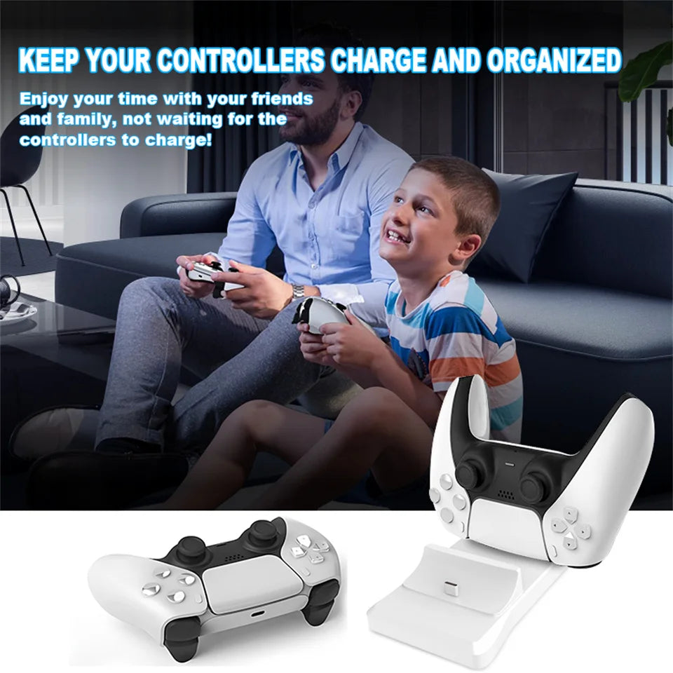 Dual Controller Charging Stand for Playstation 5 Controller Charger Station PS5 with Fast Charging AC Adapter 5V 2A Leedoar