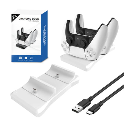 Dual Controller Charging Stand for Playstation 5 Controller Charger Station PS5 with Fast Charging AC Adapter 5V 2A Leedoar