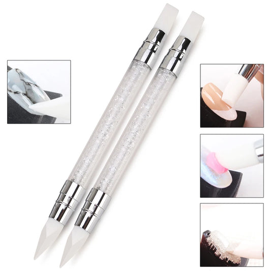 Dual-ended Silicone Sculpture Pen for Nail Art, Easy and Precise Nail Design Tool, 3D Carving Glitter Dotting Brush Leedoar