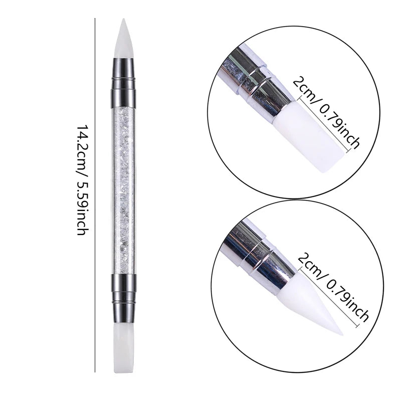 Dual-ended Silicone Sculpture Pen for Nail Art, Easy and Precise Nail Design Tool, 3D Carving Glitter Dotting Brush Leedoar